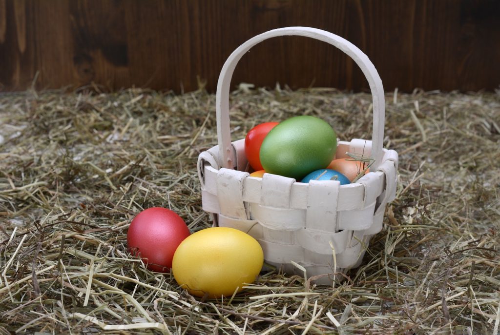 Easter eggs in a basket